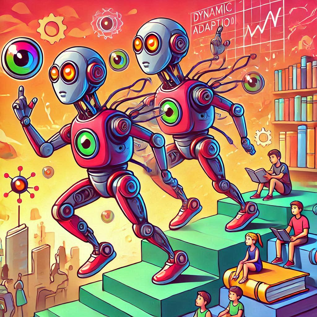 Dynamic Adaptation in Agentic AI in cartoon style easyadsolution.in