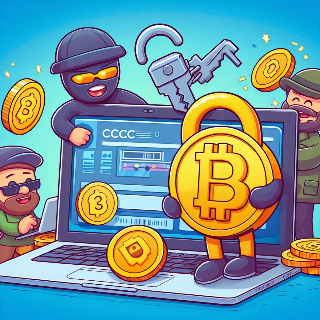 Two-Factor Authentication in crypto, cartoon style