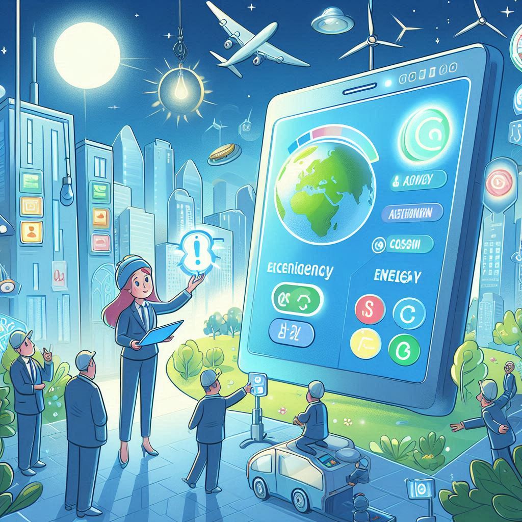 cartoon style image of energy efficiency and sustainability of Reconfigurable Intelligent Surfaces easyadsolution.in