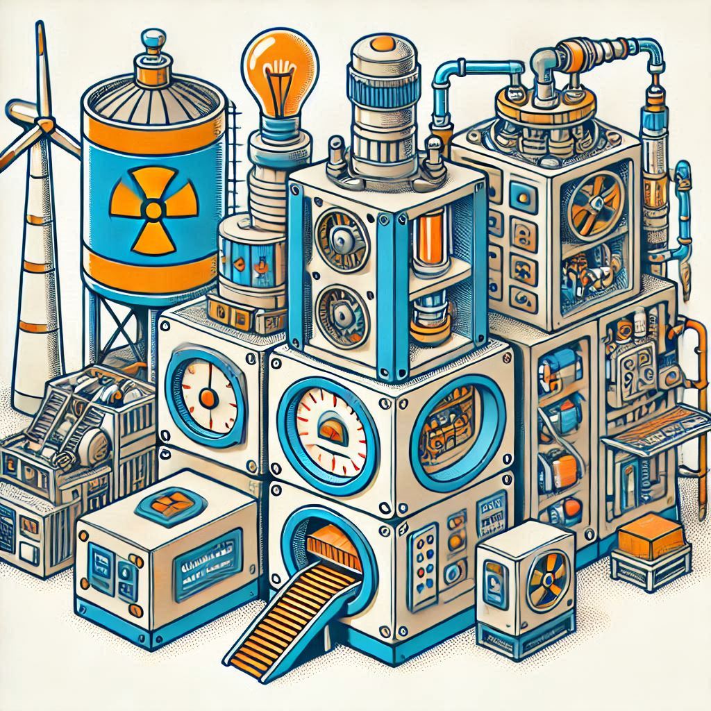 cartoon style image of versatility in application of small modular reactors easyadsolution.in