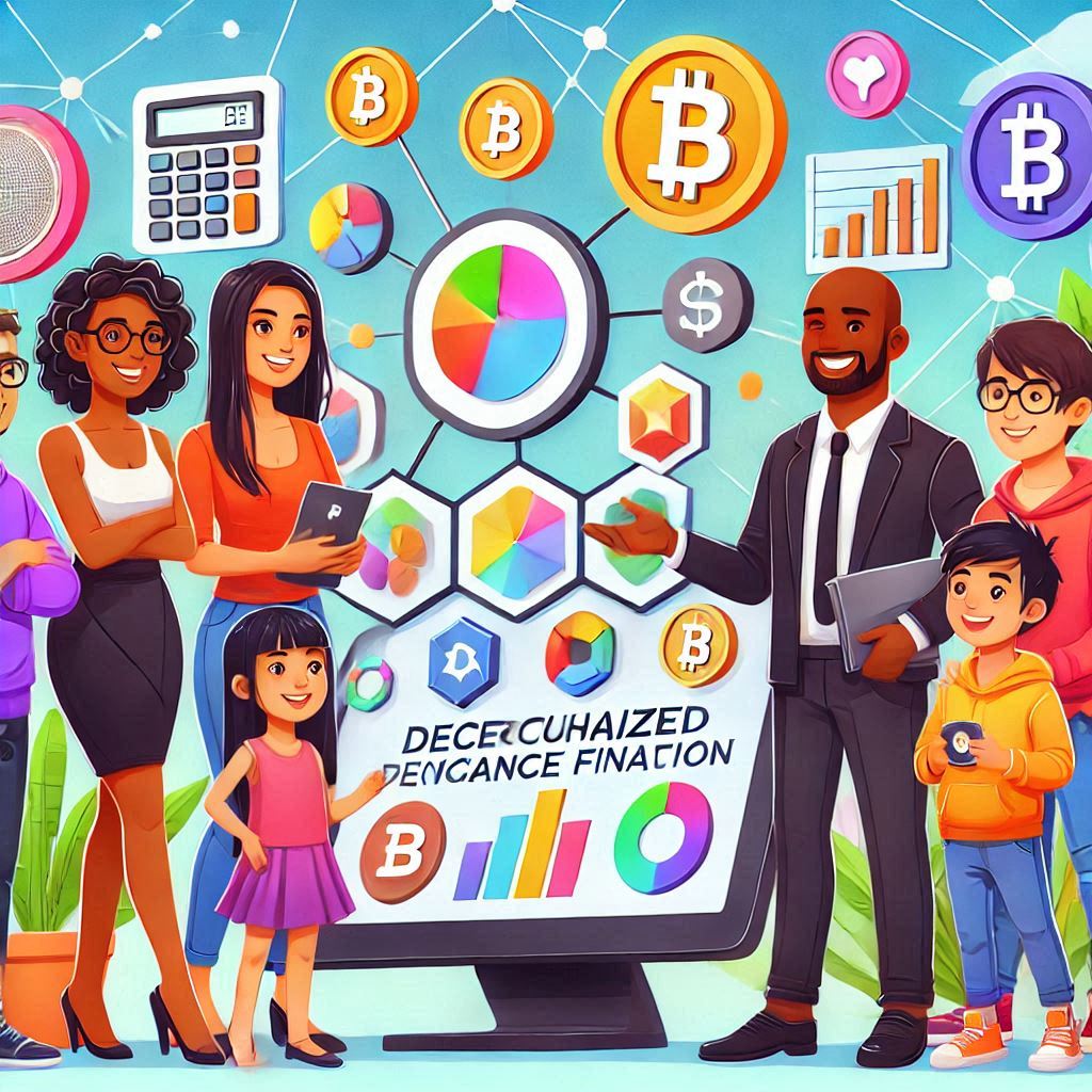 innovation in DeFi in cartoon style easyadsolution.in