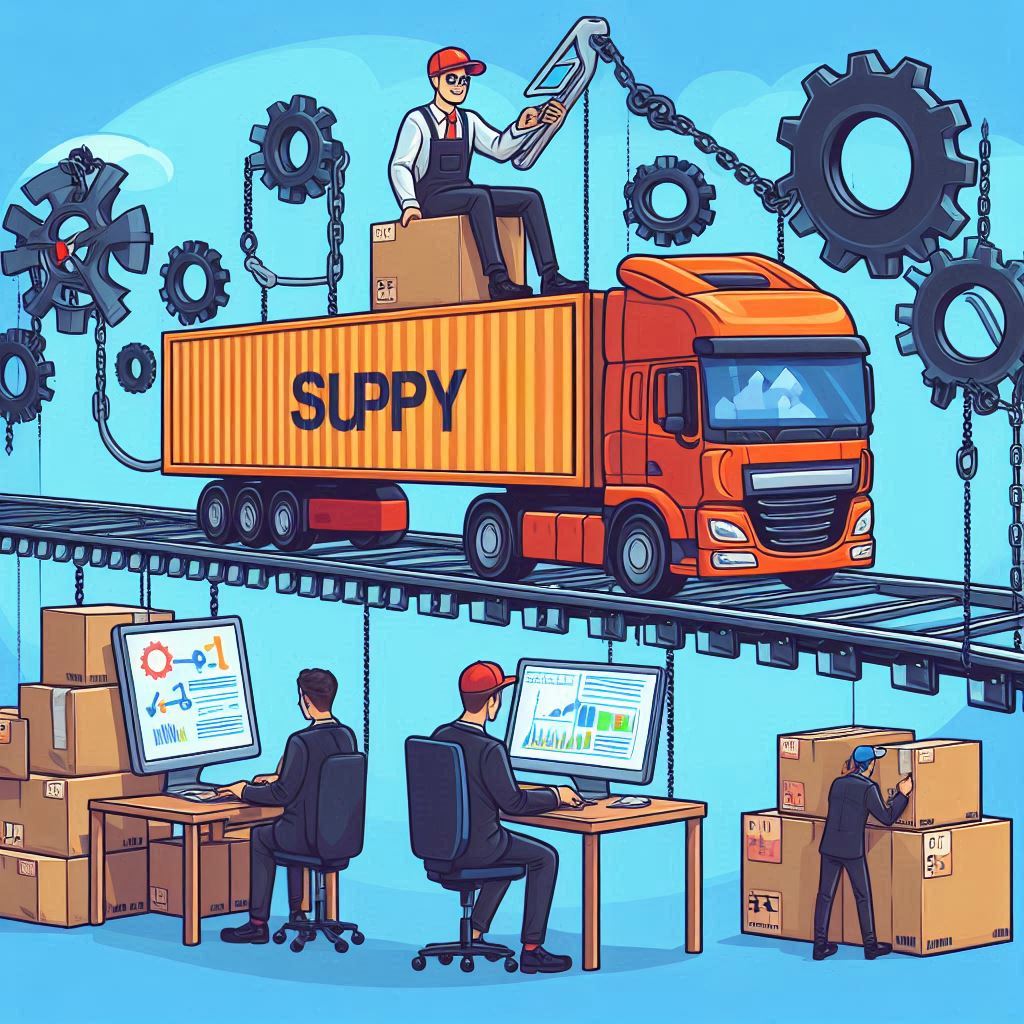 supply chain management in agentic ai image in cartoon style easyadsolution.in