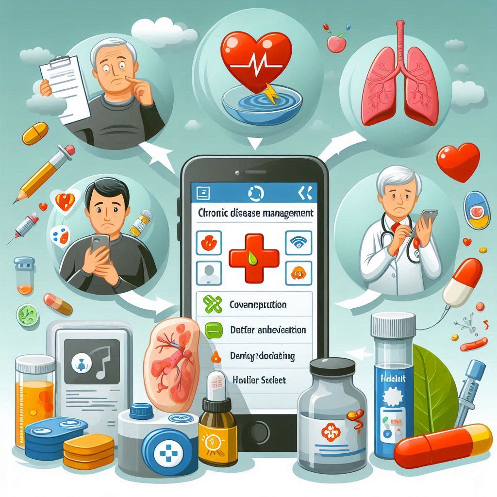 applications in chronic disease management in cartoon style