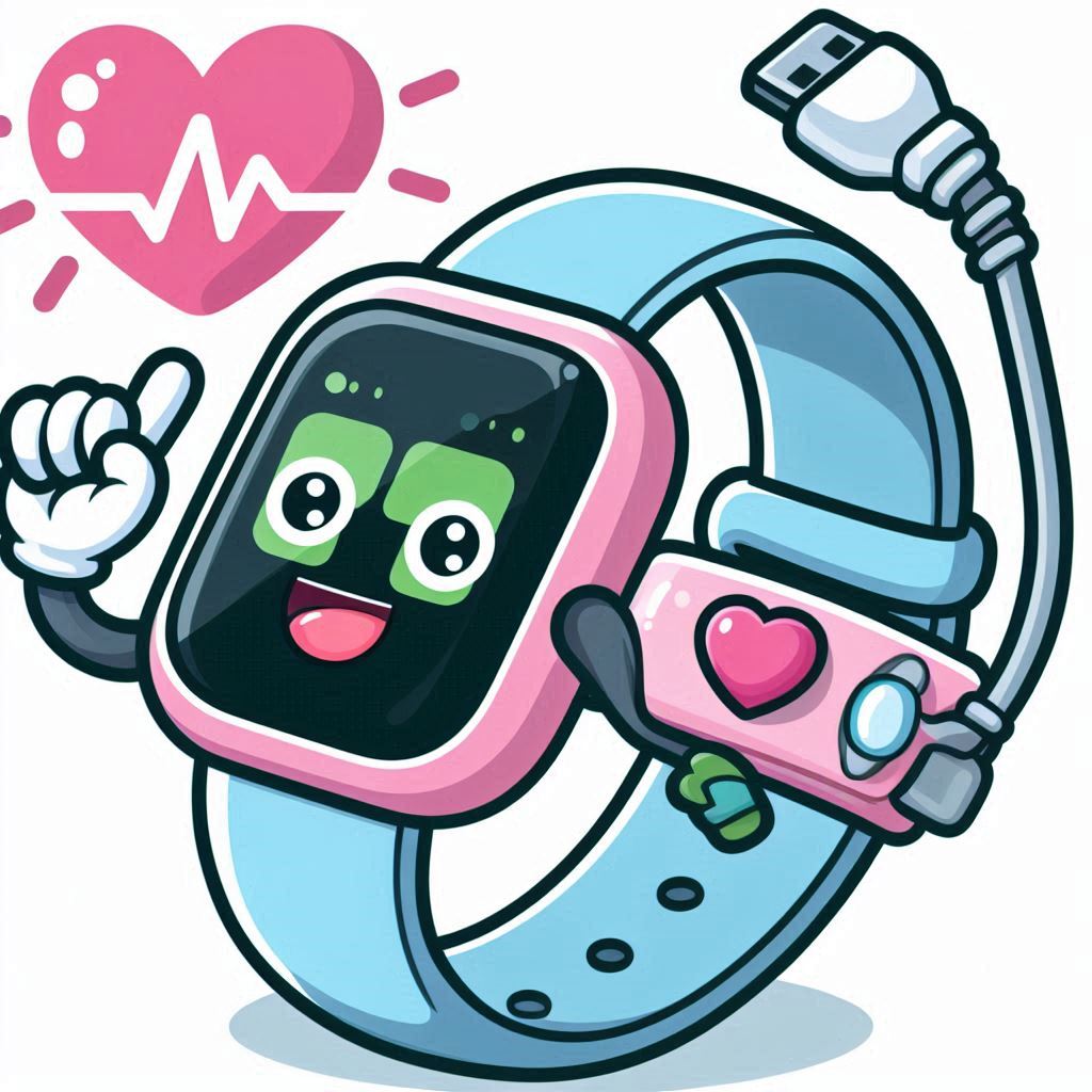 cartoon style wearable health tech
