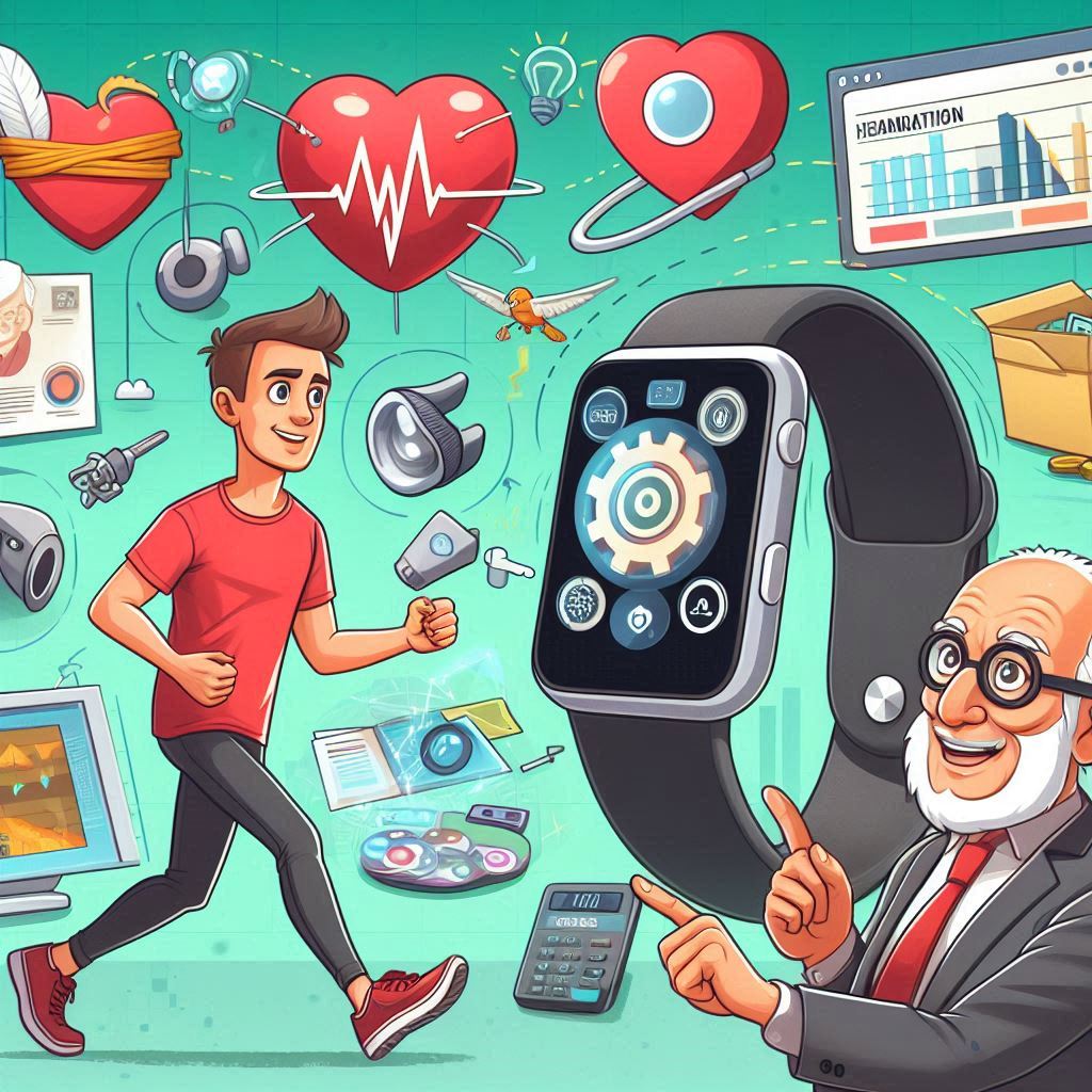 what lies ahead for The Rise of Wearable Health Tech in cartoon style